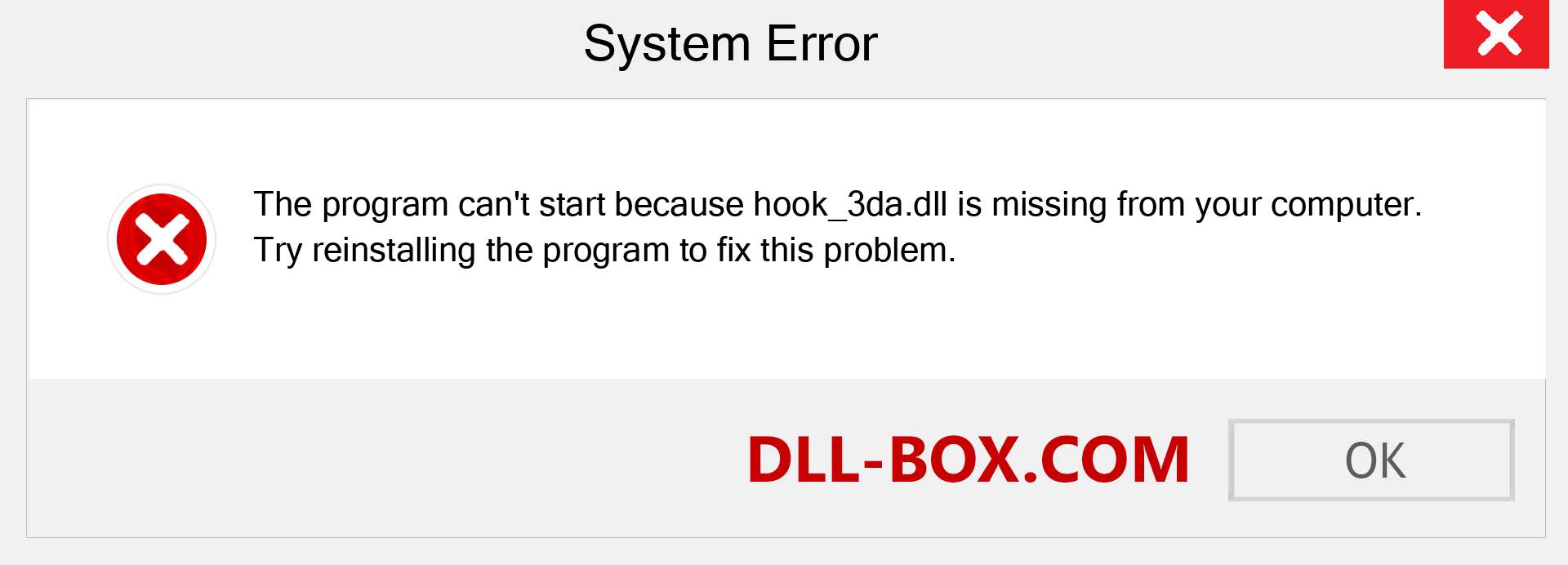  hook_3da.dll file is missing?. Download for Windows 7, 8, 10 - Fix  hook_3da dll Missing Error on Windows, photos, images